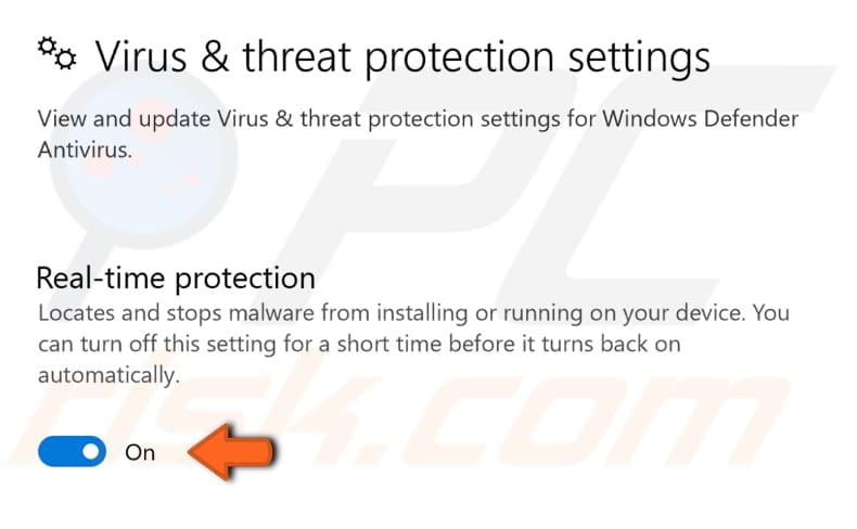 real time protection keeps turning on