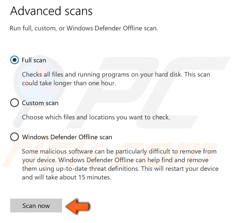 scan your system for malware step 3 