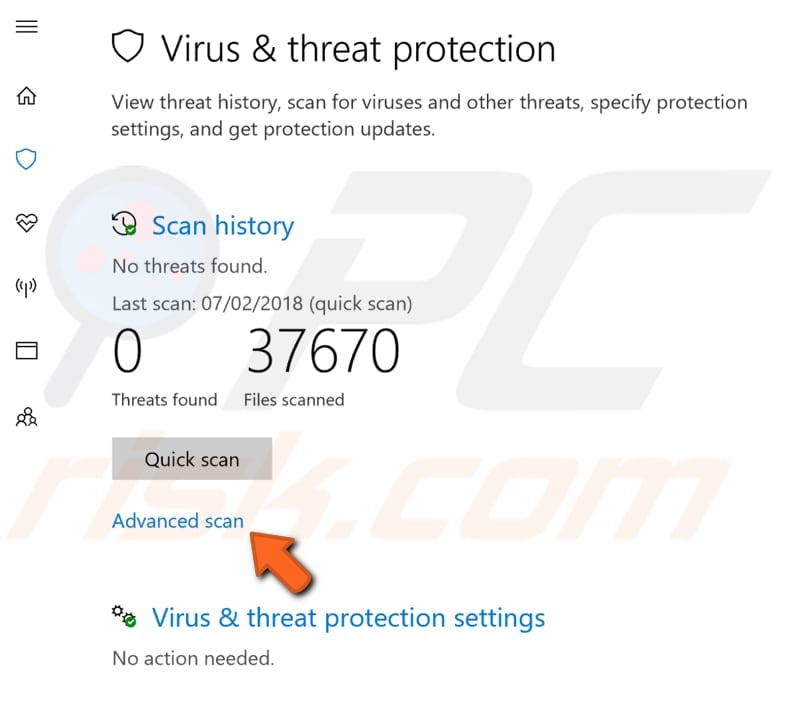 check for malware or viruses step 2