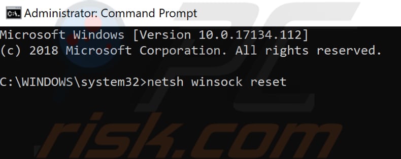 reset winsock step 2