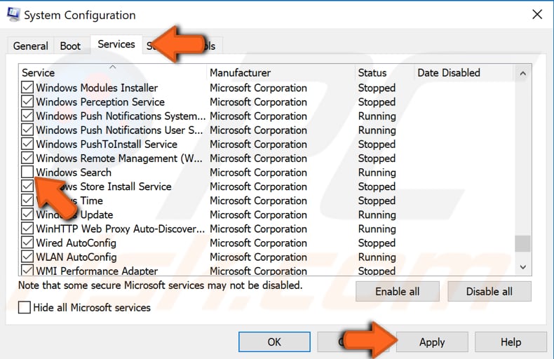 disable windows search service step 3