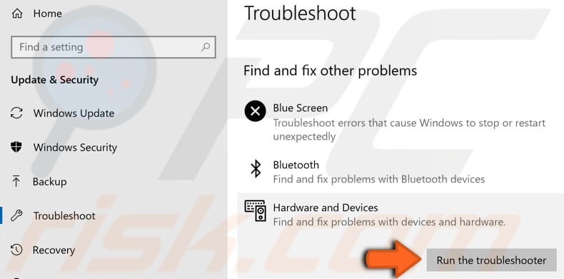 run windows troubleshooters step 2