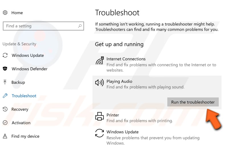 run Windows troubleshooter step 2