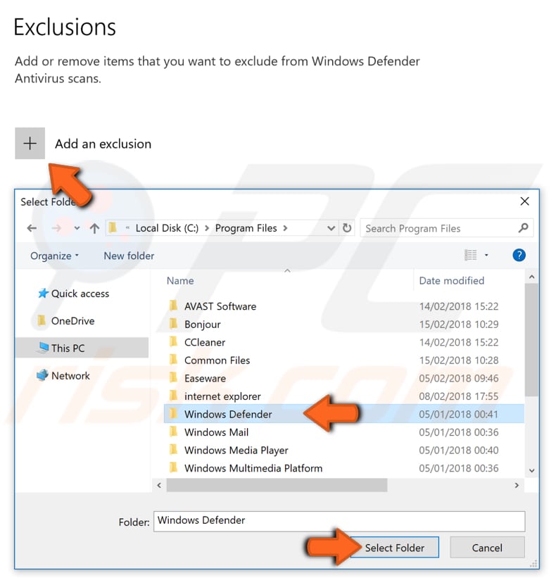 prevent windows defender from scanning its directory step 5