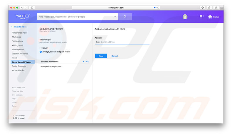 block-email-address-yahoo-mail