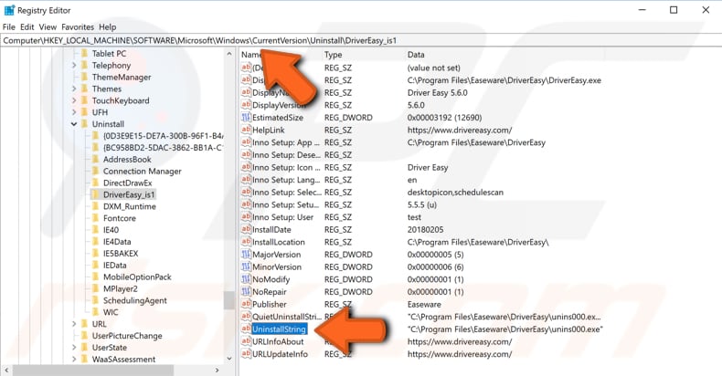 uninstall the application using registry editor and command prompt step 3