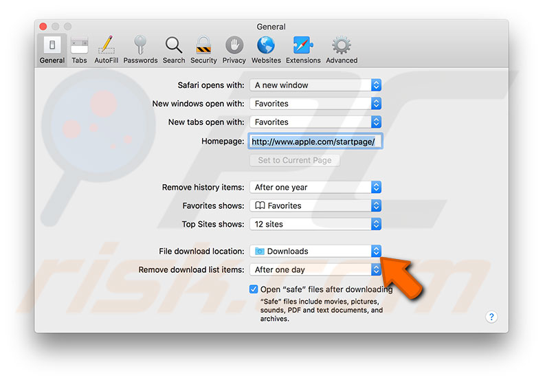 safari default download folder