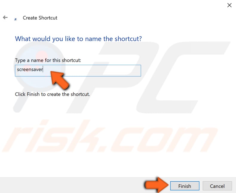 create screen saver settings shortcut step 3