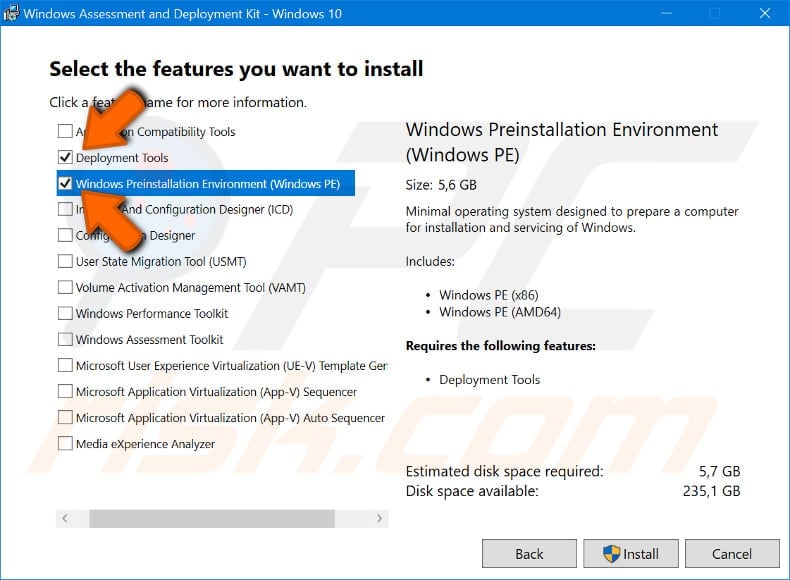 using Windows Assessment and Deployment Kit (WADK) To Create Windows PE Bootable USB Flash step 3