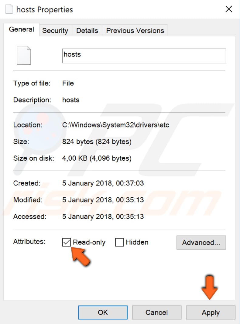 prevent hosts file from hijacking setp 2