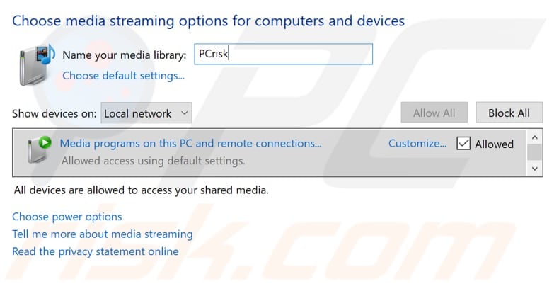 enable DLNA streaming server step 7