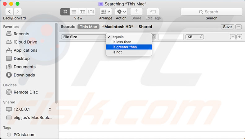 mac search for large files
