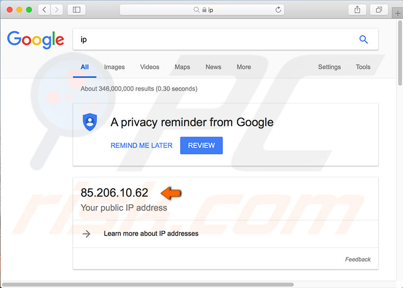 find ip address on mac for website