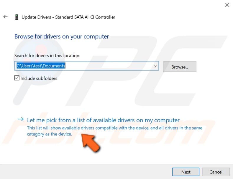 update data achi controller driver step 5