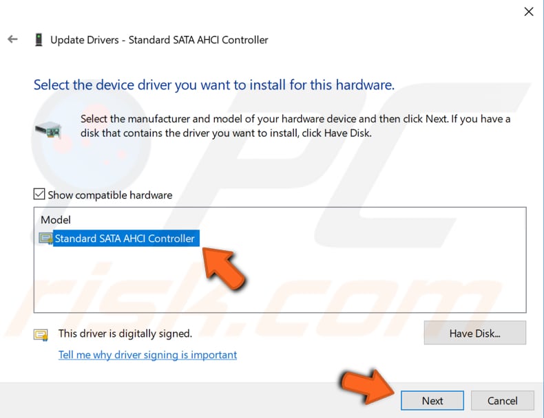 how to fix standard sata ahci controller driver windows 10