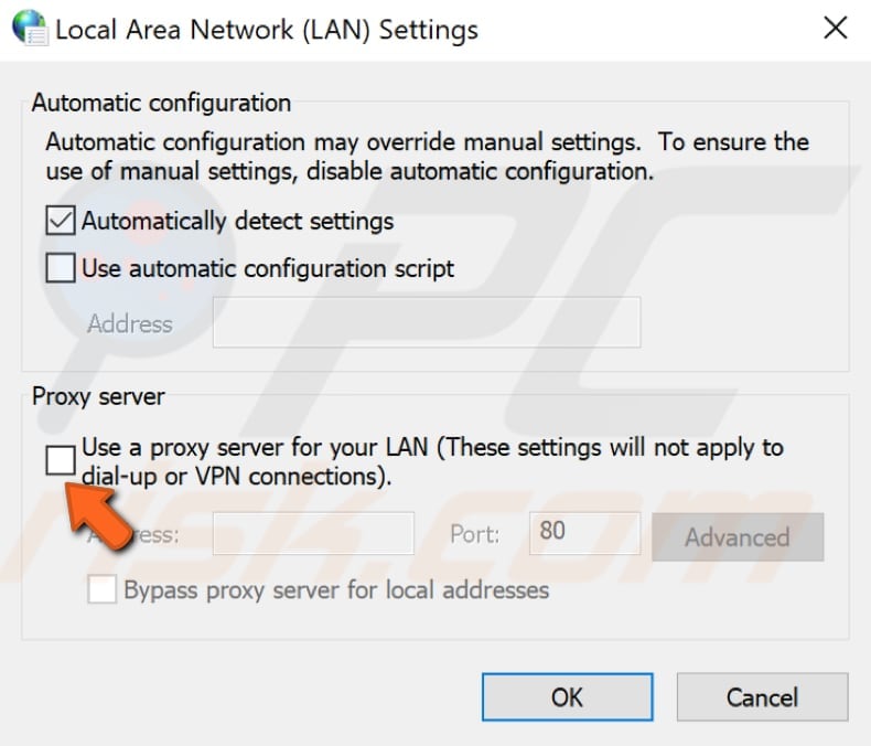 auto-detect proxy settings for this network