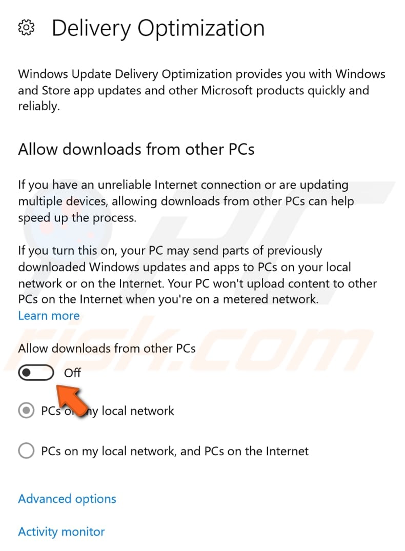 disable windows update peer to peer feature step 4