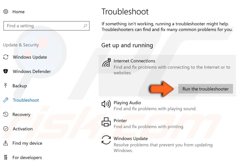 run network troubleshooter step 3