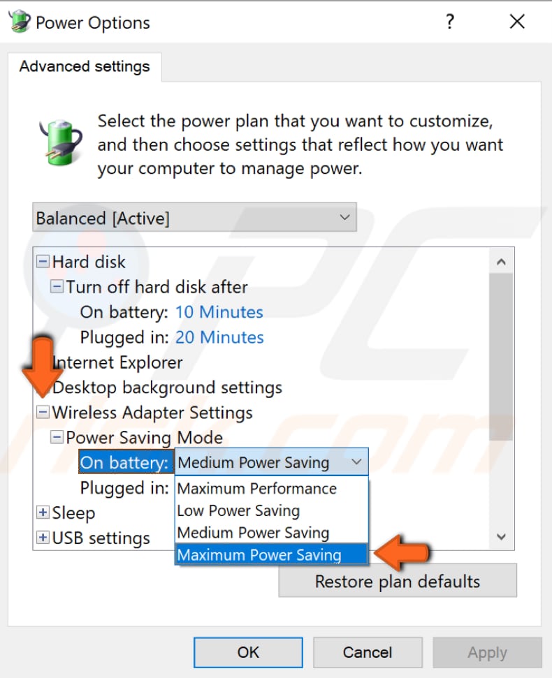 change power management settings for your network adapter step 7
