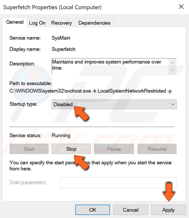 disable superfetch step 3