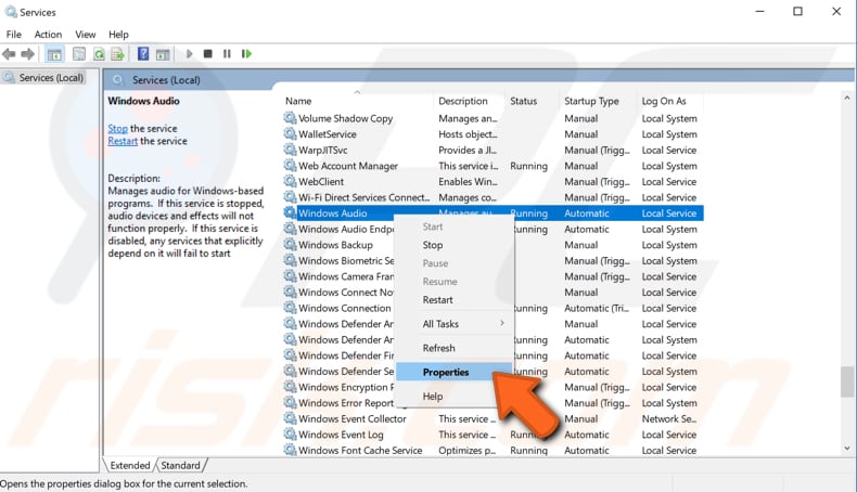 check windows audio services step 2