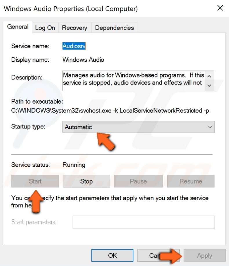 check windows audio services step 3