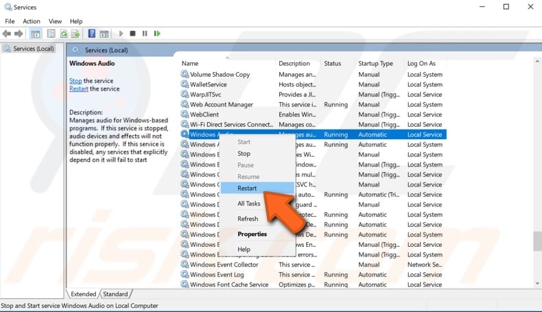 check windows audio services step 4