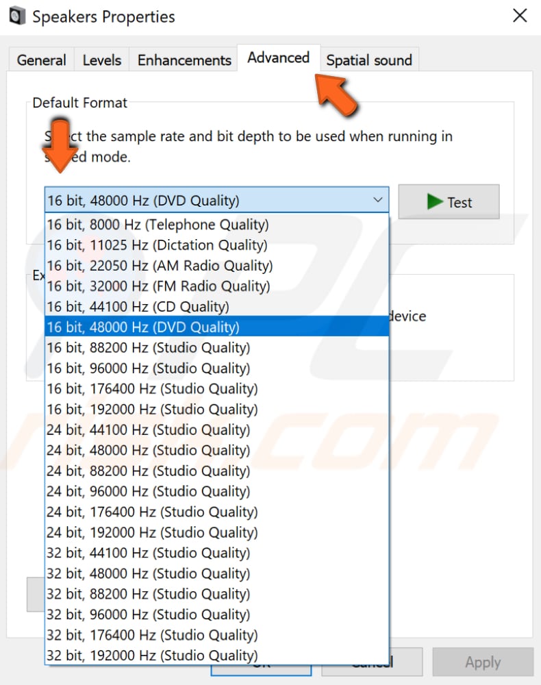 windows 10 audio enhancements tab missing