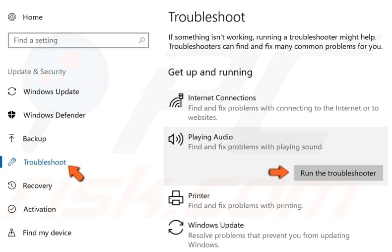 run windows troubleshooter step 2