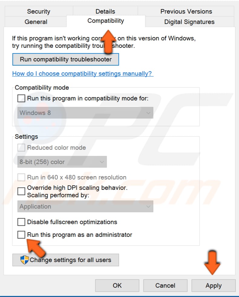 run the application as administrator step 2