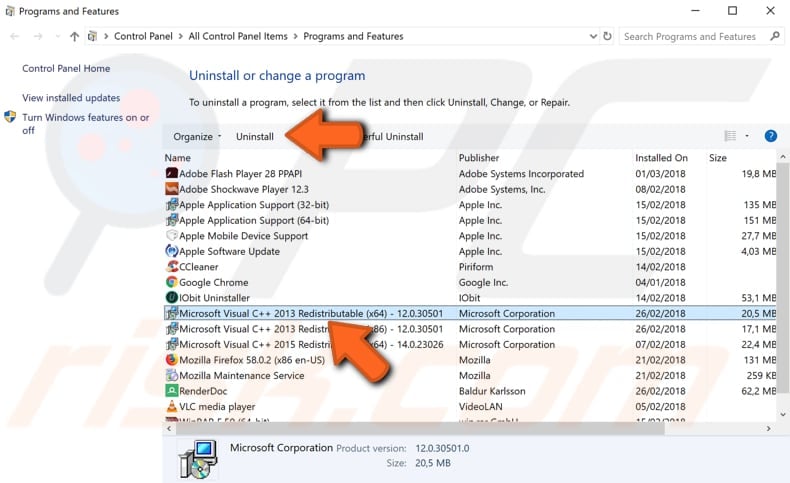 reinstall microsoft visual c++ redistributable package