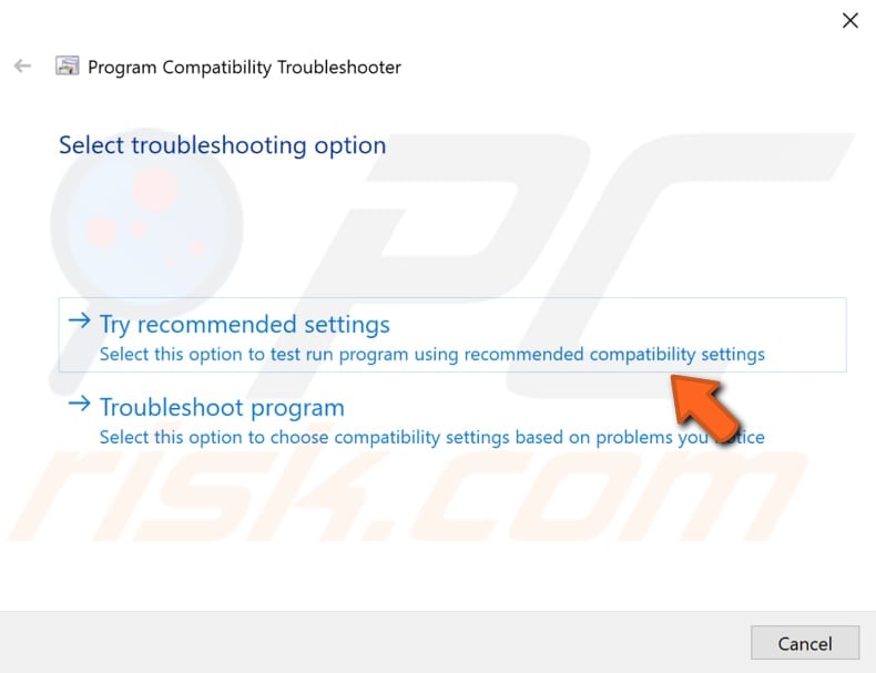 troubleshoot compatibility step 2