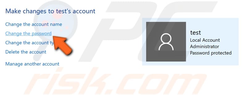 change account password step 3