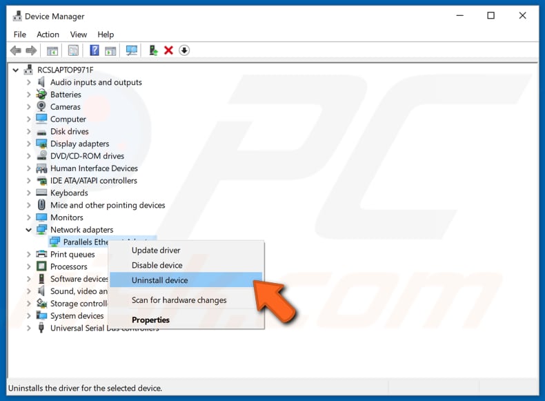 uninstall wireless adapter driver step 2