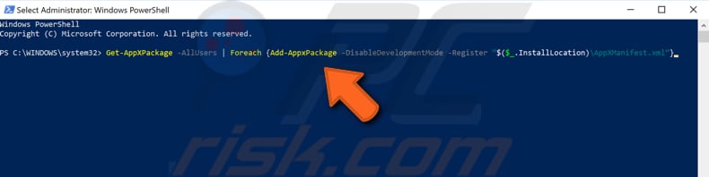 re-registering applications using powershell step 3