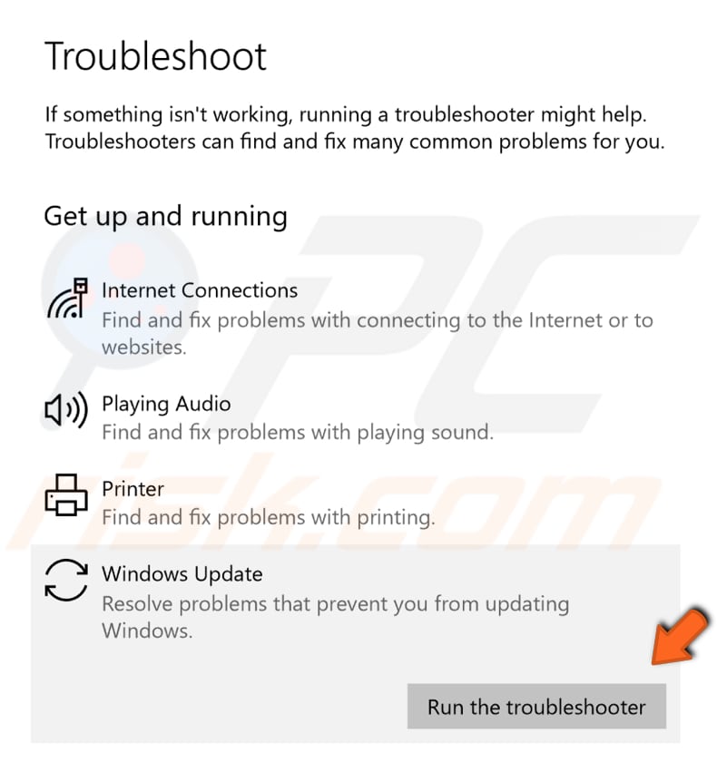 run windows troubleshooter step 2