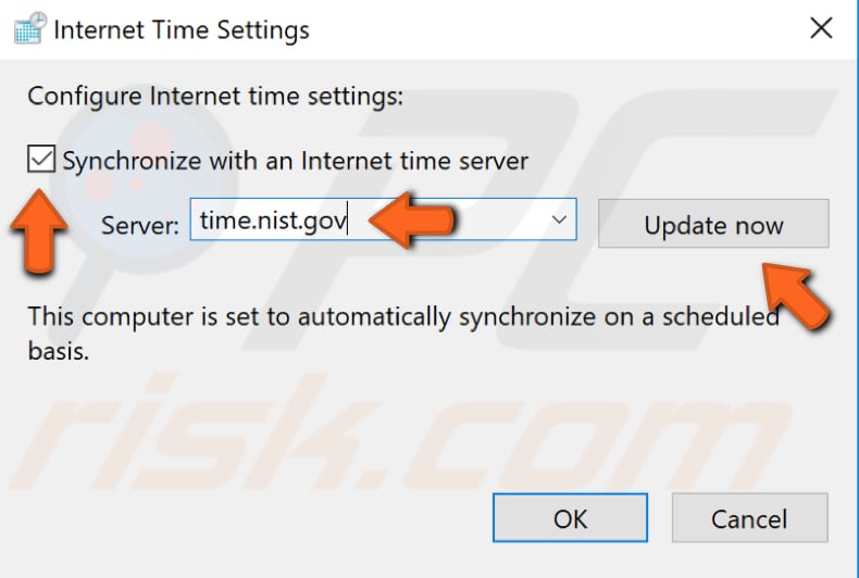 synchronize your windows clock with another time server step 3