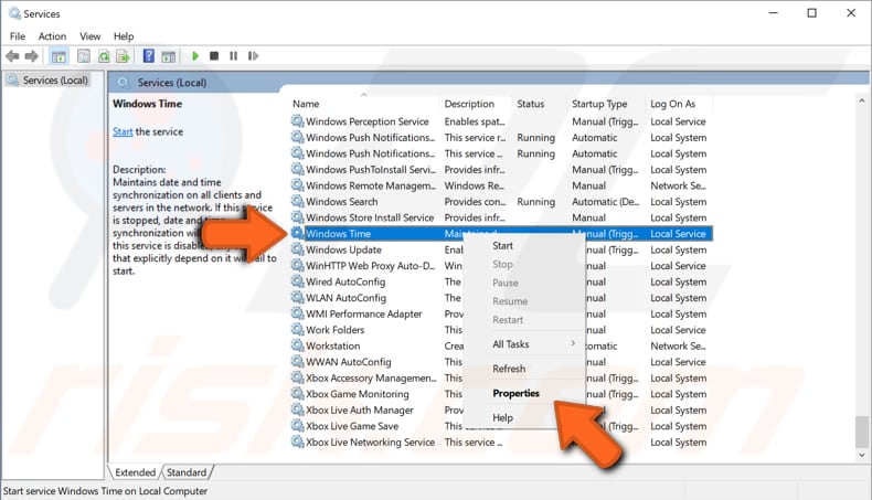 check Windows time service step 3