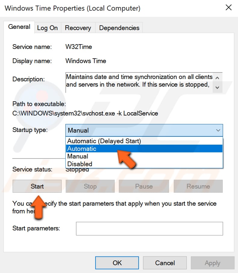 check Windows time service step 4