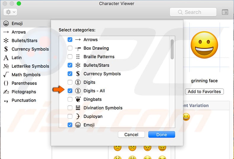 mac os 10.12 character viewer