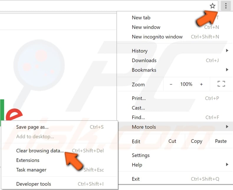 clear your browser browsing data chrome step 1