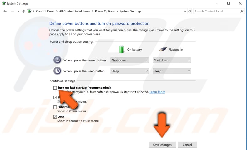 check if fast startup is enabled step 4