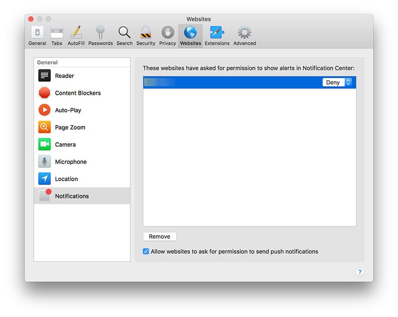 how to stop notifications on mac from websites