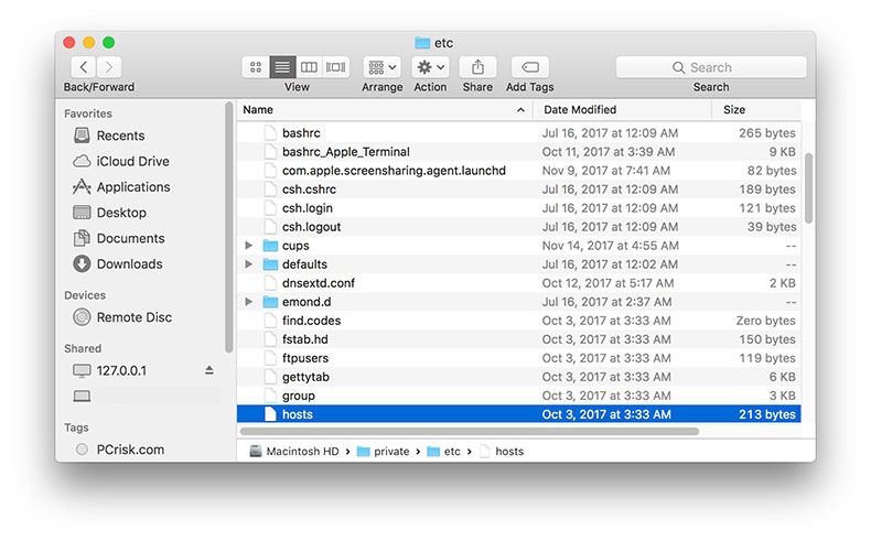 host file mac