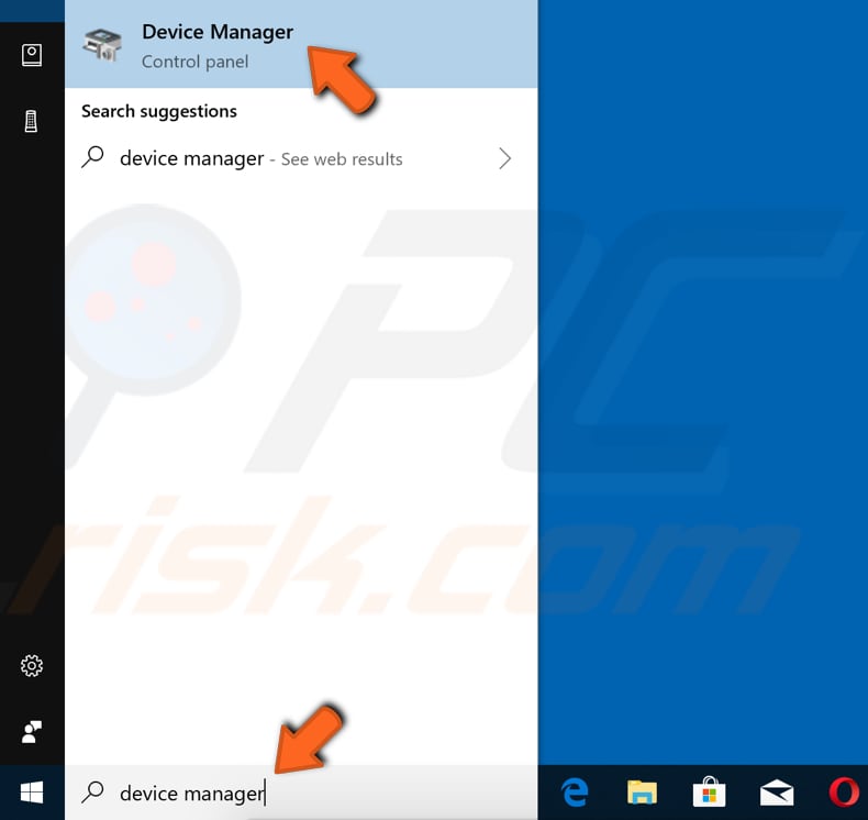 open device manager using search windows 10