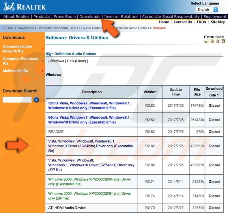 How to reset realtek hd audio manager software
