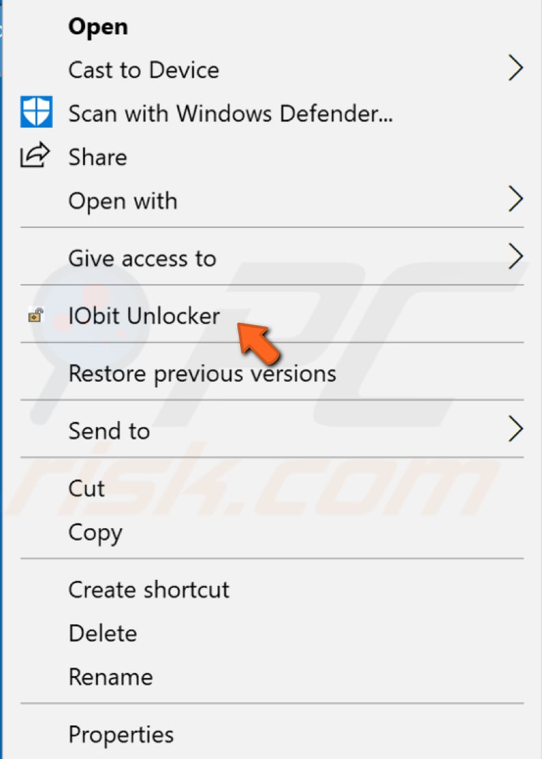 unlock files using iobit unlocker step 2