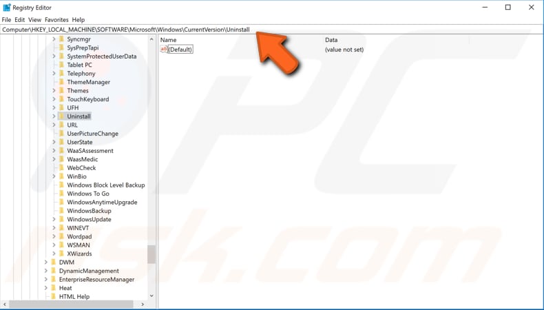remove entries using registry editor step 3