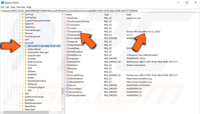remove entries using registry editor step 4