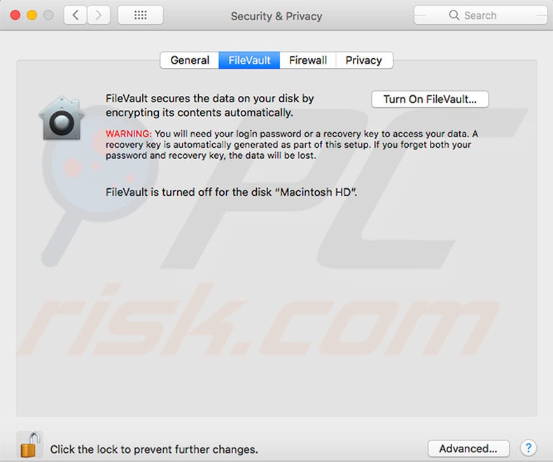 disable-filevault-macbook